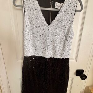 Black & White color block Sequin Dress